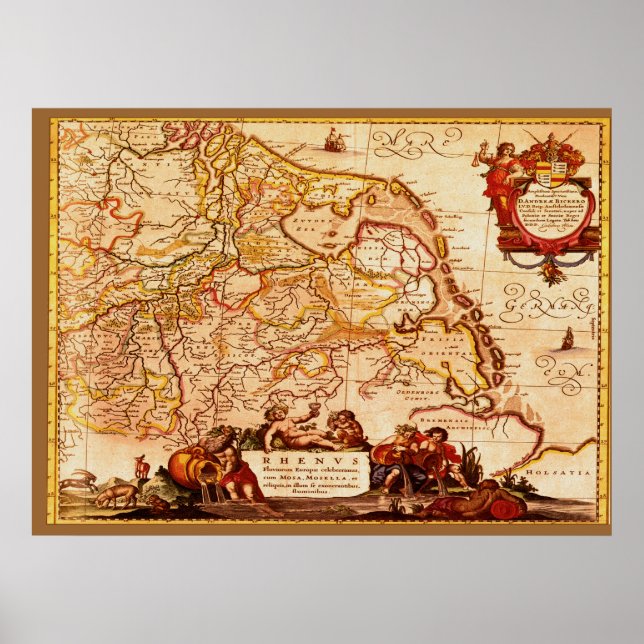 Póster Willem Blaeu Old Rhineland Germanic Map Series (Frente)