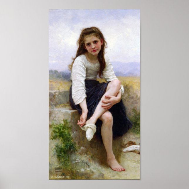 Póster William-Adolphe Bouguereau-Antes Del Baño (Frente)