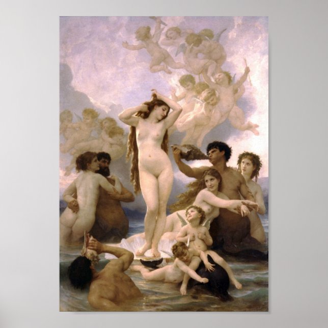 Póster William-Adolphe Bouguereau-El nacimiento de Venus (Frente)
