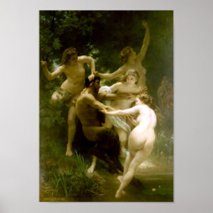 Póster William-Adolphe Bouguereau-Nymphs y Satyr