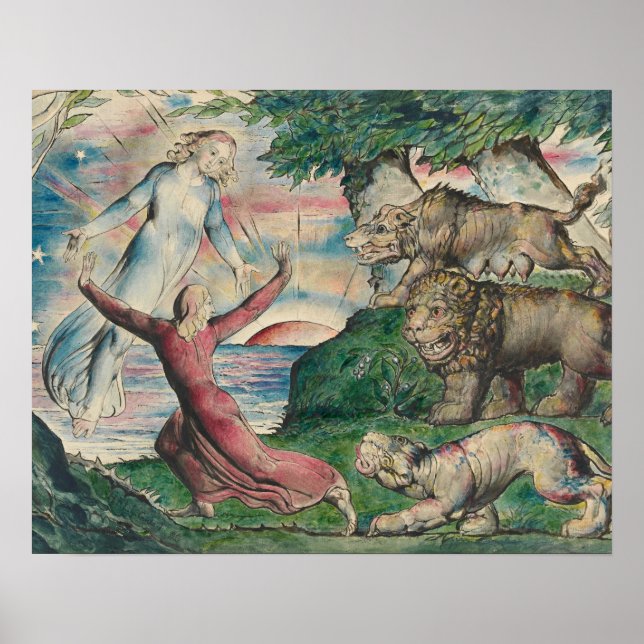 Póster William Blake-Dante Corriendo de las tres bestias (Frente)