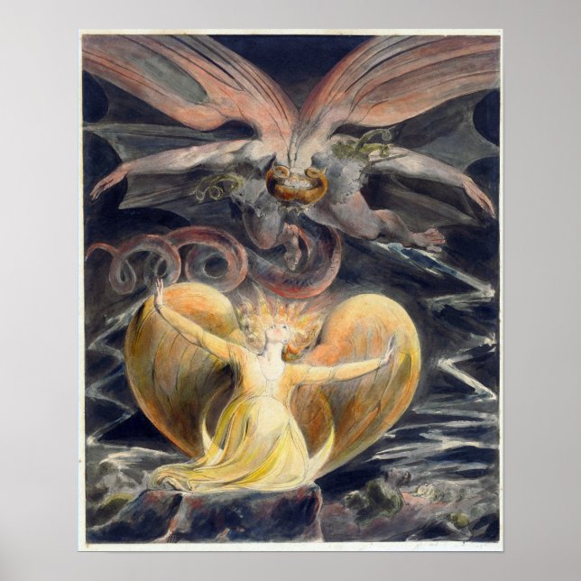 Póster William Blake El Gran Dragón Rojo y la Mujer (Frente)