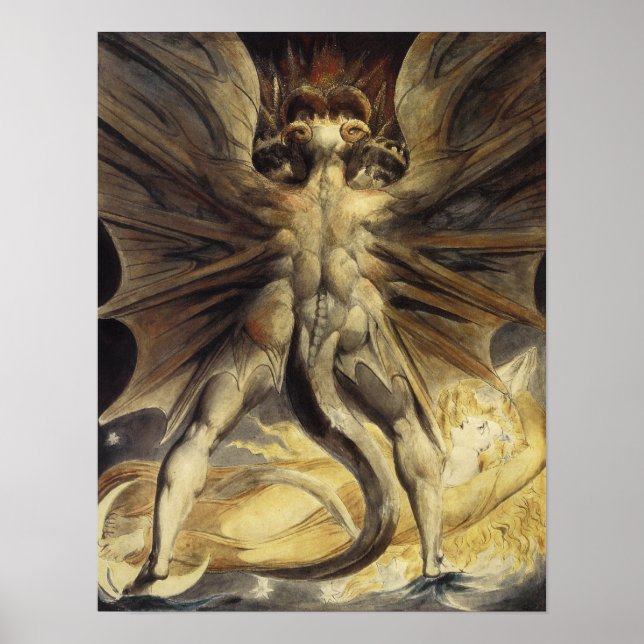 Póster William Blake - El Gran Dragón Rojo y la Mujer (Frente)