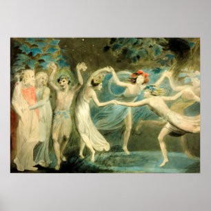 Póster William Blake Oberon, Titania y Puck con Fairie