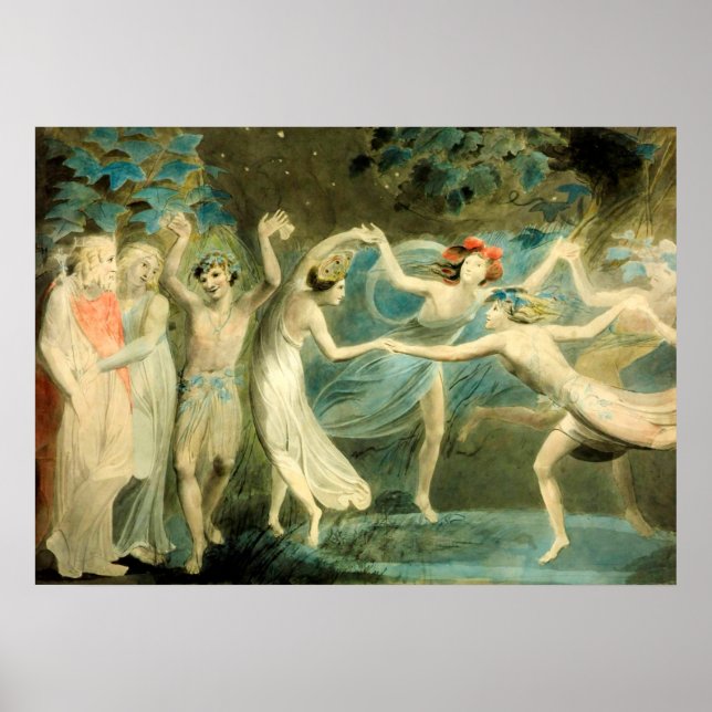 Póster William Blake Oberon, Titania y Puck con Fairie (Frente)