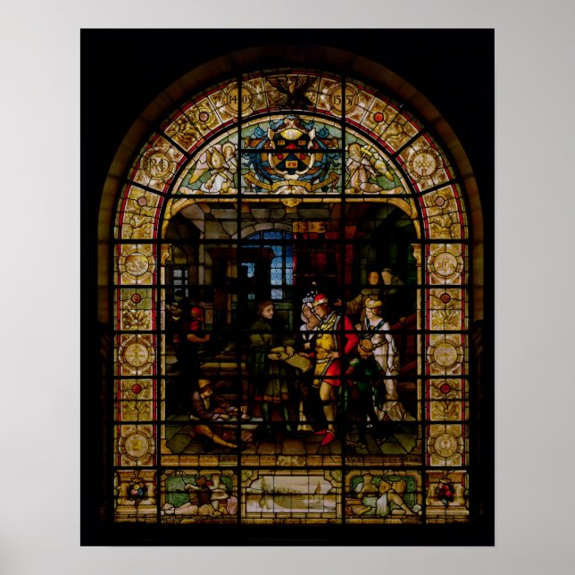 Póster William Caxton Showing his First Printed Book (Frente)