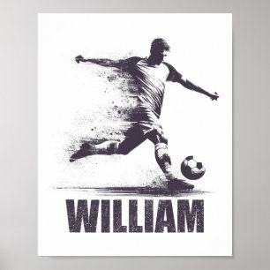 Póster William Fútbol Niños Personalizado Primer Nombre W