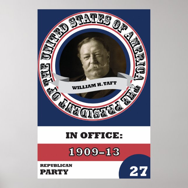 Póster William H. Taft Retro de Historia Presidencial (Frente)