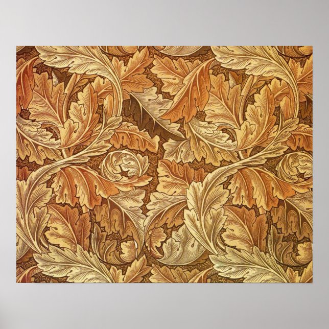 Póster William Morris Acanthus Marrón Hojas de Otoño (Frente)