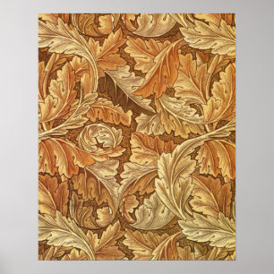 Póster William Morris Acathus Marrón Hojas de Otoño
