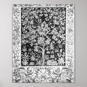Póster William Morris - Árbol De Vida Negro Y Blanco