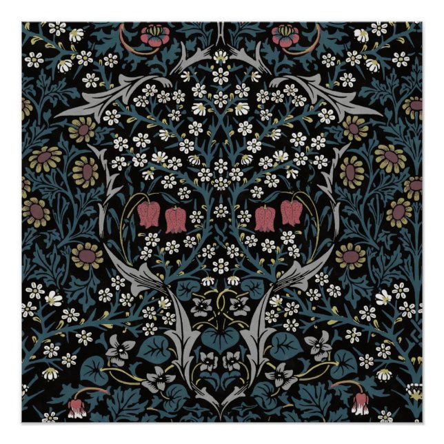 Póster William Morris Blackthorn Floral Art Nouveau (Anverso)