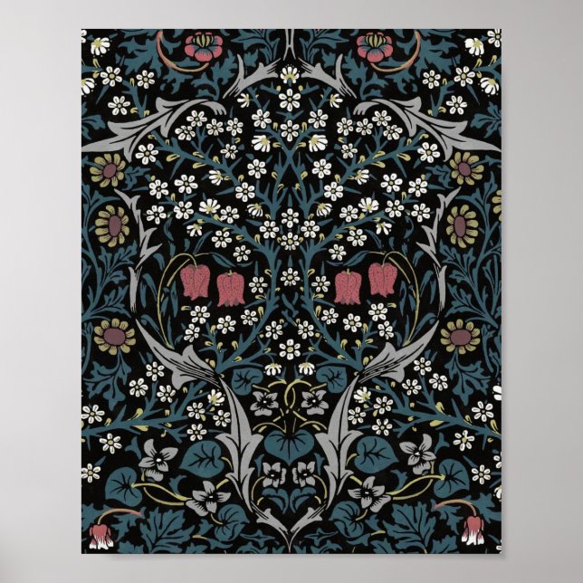 Póster William Morris Blackthorn Floral Art Nouveau (Frente)
