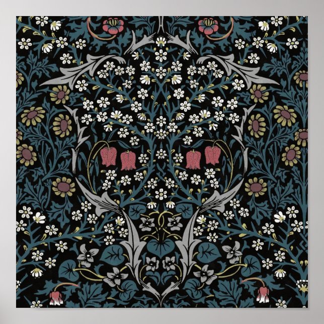 Póster William Morris Blackthorn Floral Art Nouveau (Frente)