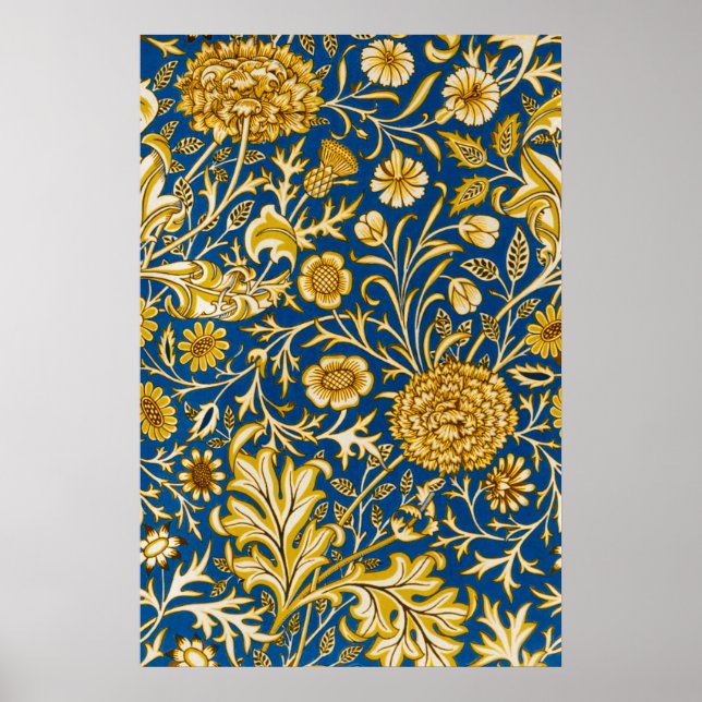 Póster William Morris Cherwell Floral Pattern Blue (Frente)