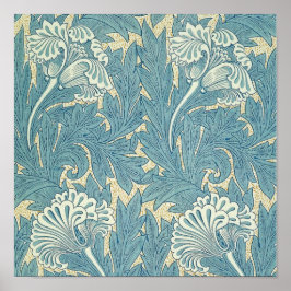 Póster William Morris Clásico Tulipán Azul Floral