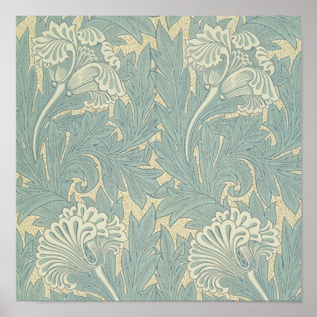 Póster William Morris Classic Tulip Blue Floral (Frente)