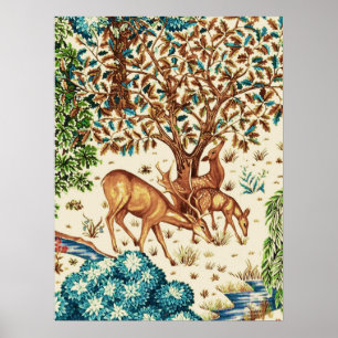 Póster William Morris Deer por un beige de topografía bro