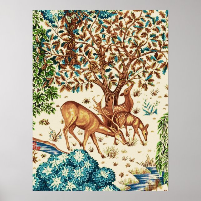 Póster William Morris Deer por un beige de topografía bro (Frente)