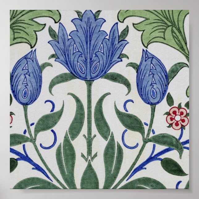 Póster William Morris - Diseño de papel de escritorio flo (Frente)