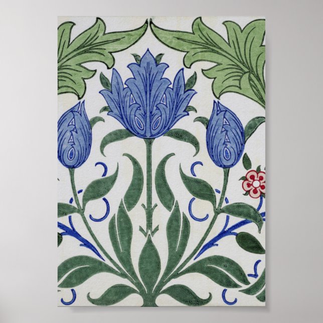 Póster William Morris - Diseño de papel de escritorio flo (Frente)