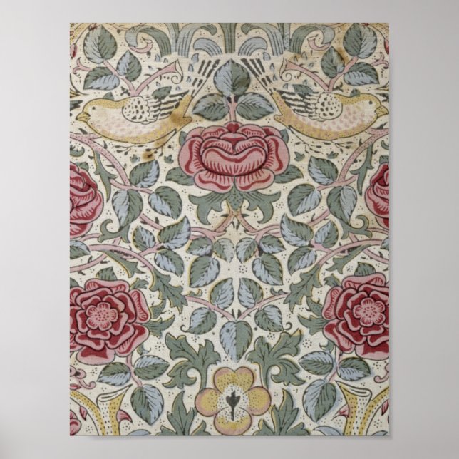 Póster William Morris - El patrón Rosa (Frente)