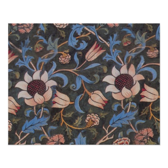 Póster William Morris Evenlode Arte Textil Floral (Anverso)