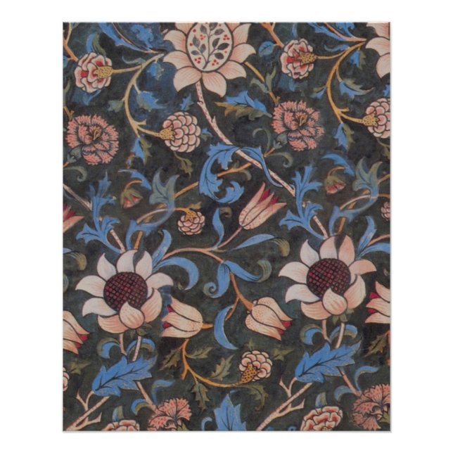 Póster William Morris Evenlode Arte Textil Floral (Anverso)