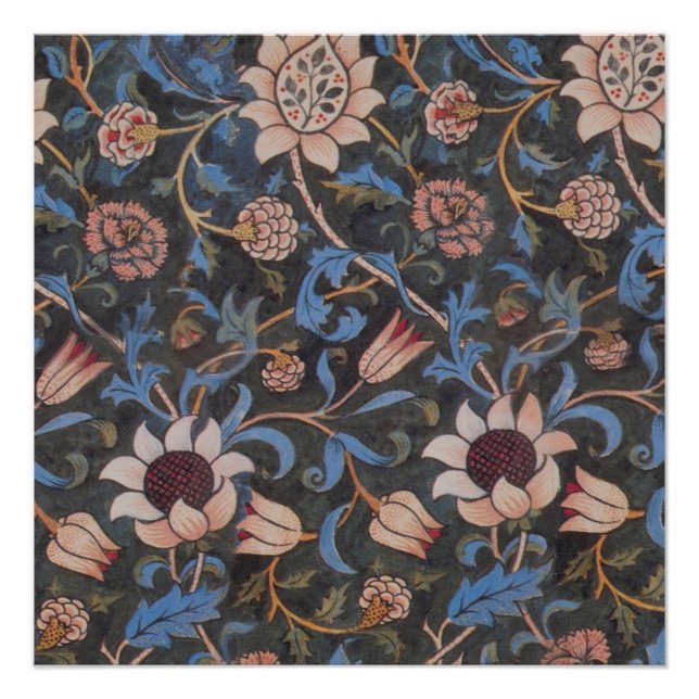 Póster William Morris Evenlode Arte Textil Floral (Anverso)