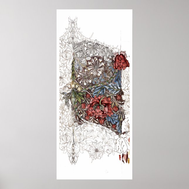 Póster William morris floral elegante ilustracion floral (Frente)