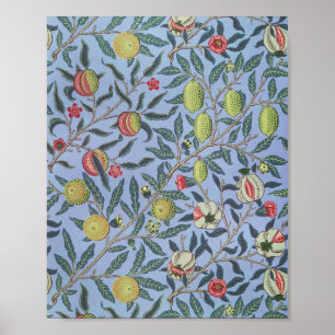 Póster William Morris Fruit Pomegranate Blue Ornament