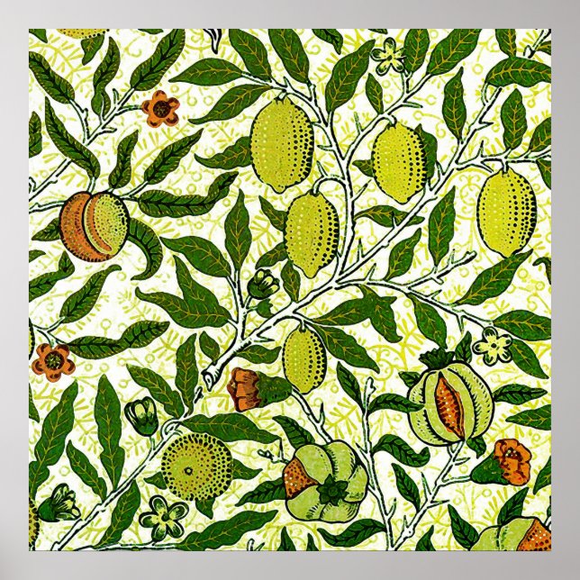 Póster William Morris Fruta exótica, amarillo limón (Frente)