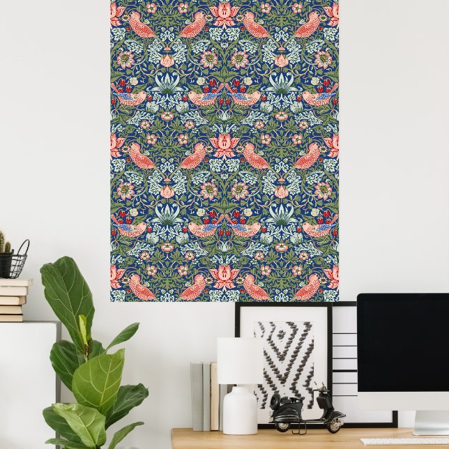 Póster William Morris Fruta Robada Coral Naval (Oficina en casa)