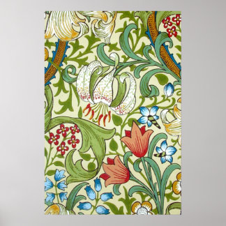 Póster William Morris Garden Lily Wallpaper Bella Artes