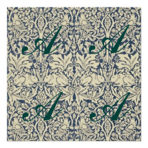 Póster William Morris, gris azul, patrón, Art Nouveau, v