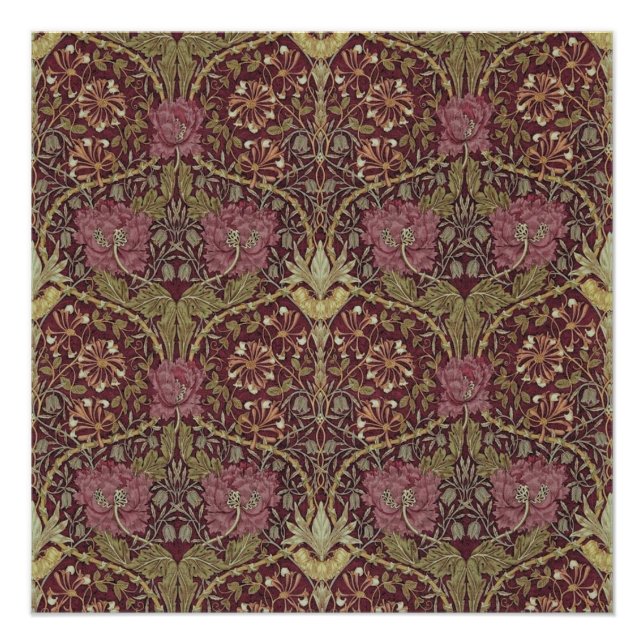 Póster William Morris, Honeysuckle, patrón floral, arte (Anverso)