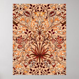 Póster William Morris Hyacinth Print, Brown and Beige