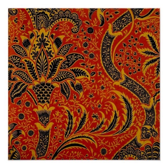 Póster William Morris India Red Floral (Anverso)