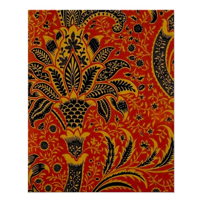 Póster William Morris India Red Floral (Anverso)