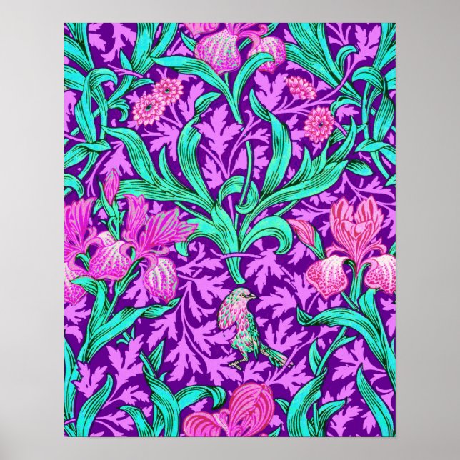 Póster William Morris Irises, Amethyst Purple (Frente)