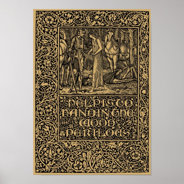 Póster William Morris Kelmscott Página de prensa 1896 (Frente)