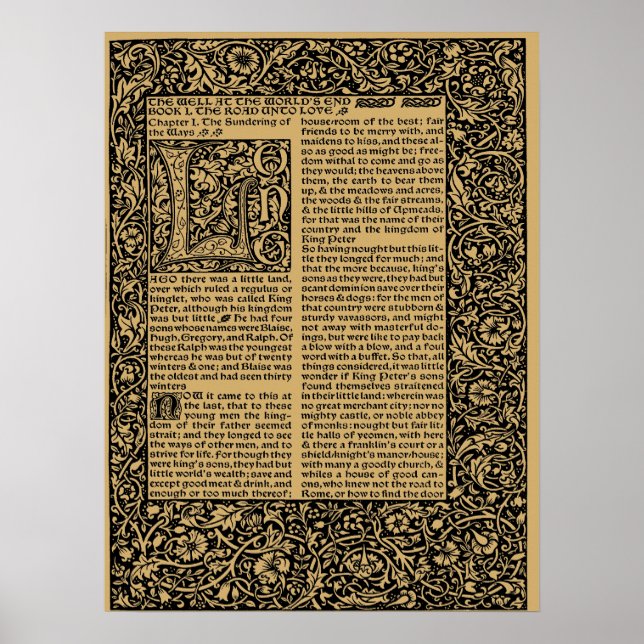 Póster William Morris Kelmscott Press página 1896 (Frente)