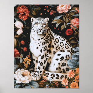 Póster William Morris Leopardo Blanco Con Floral
