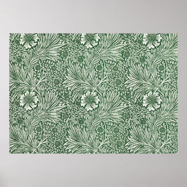 Póster william morris marigold flor verde wallpa (Frente)