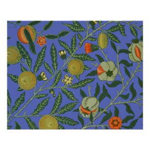 Póster William Morris Papel de fondo azul granate