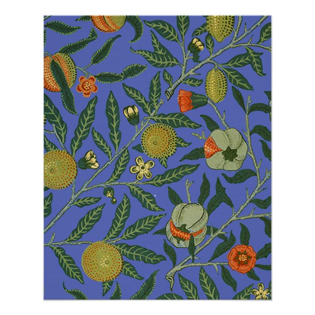 Póster William Morris Papel de fondo azul granate (Anverso)