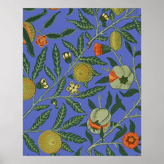 Póster William Morris Papel de fondo azul granate (Frente)
