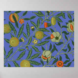 Póster William Morris Papel de fondo azul granate