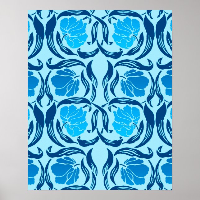 Póster William Morris Pimpernel, Denim & Light Blue (Frente)