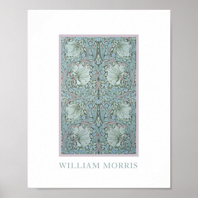 Póster William Morris - Pimpernel: Floral azul y verde (Frente)